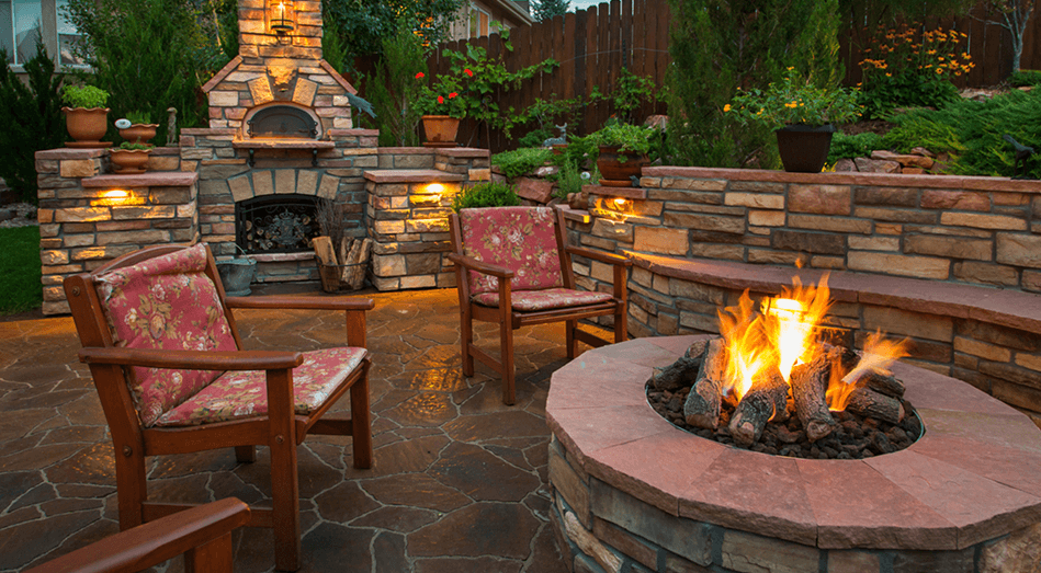 Custom fire pit and fireplace