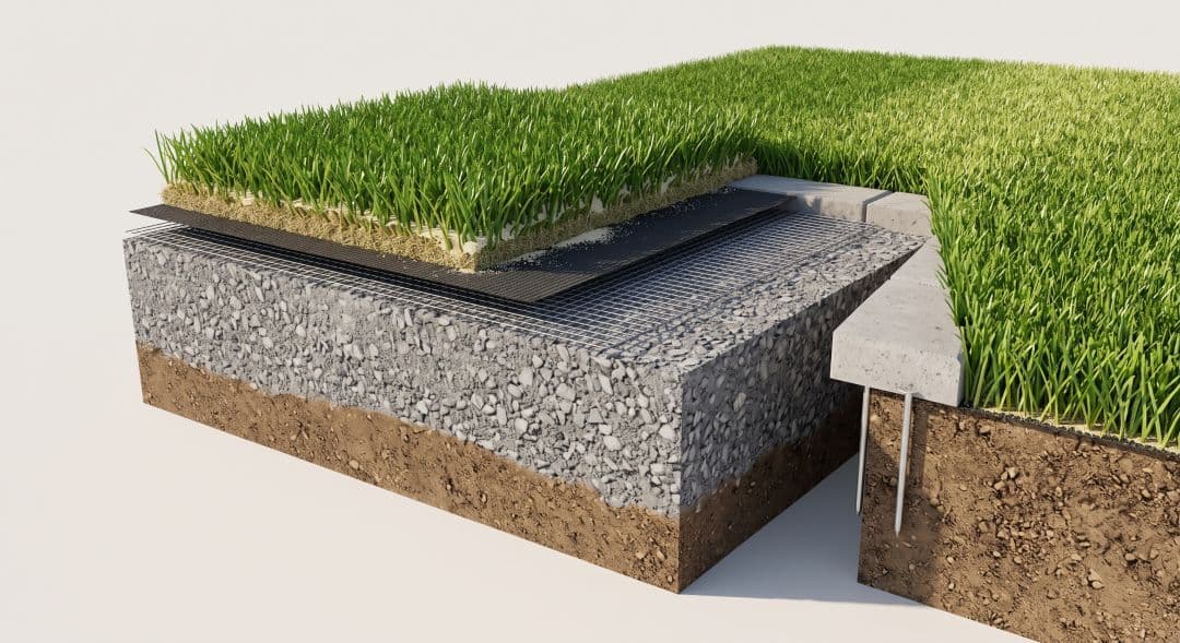 The turf is roughly 40 percent of the outcome. Compaction, drainage and what sits between the fabric and the soil are the rest.