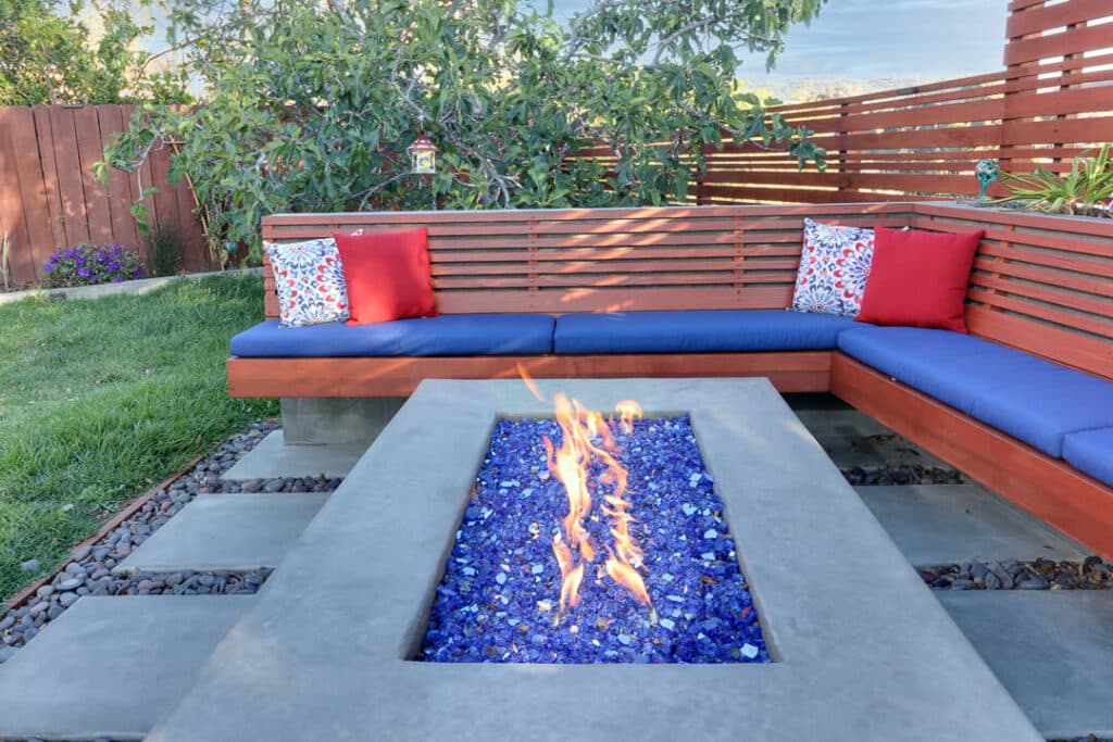 Rectangular Fire Pit with Seating Area San Diego 92129