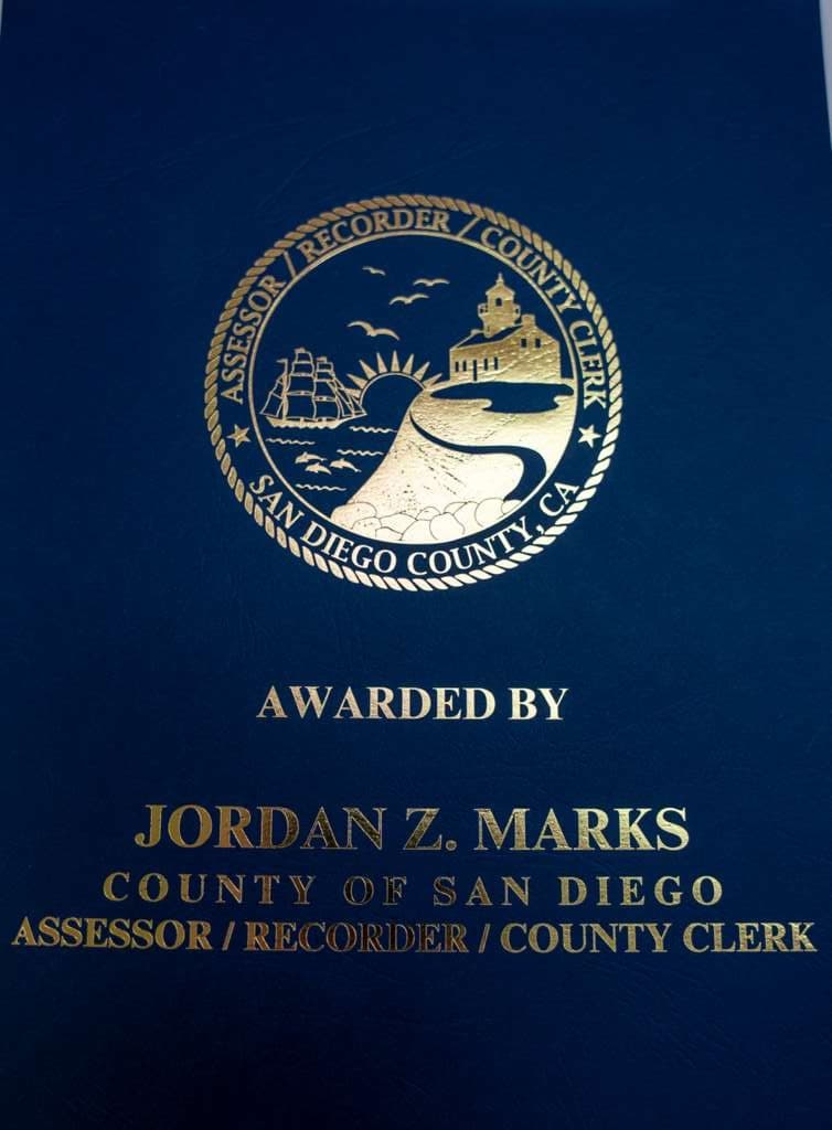 County of San Diego Housing Champion award County of San Diego Housing Champion award