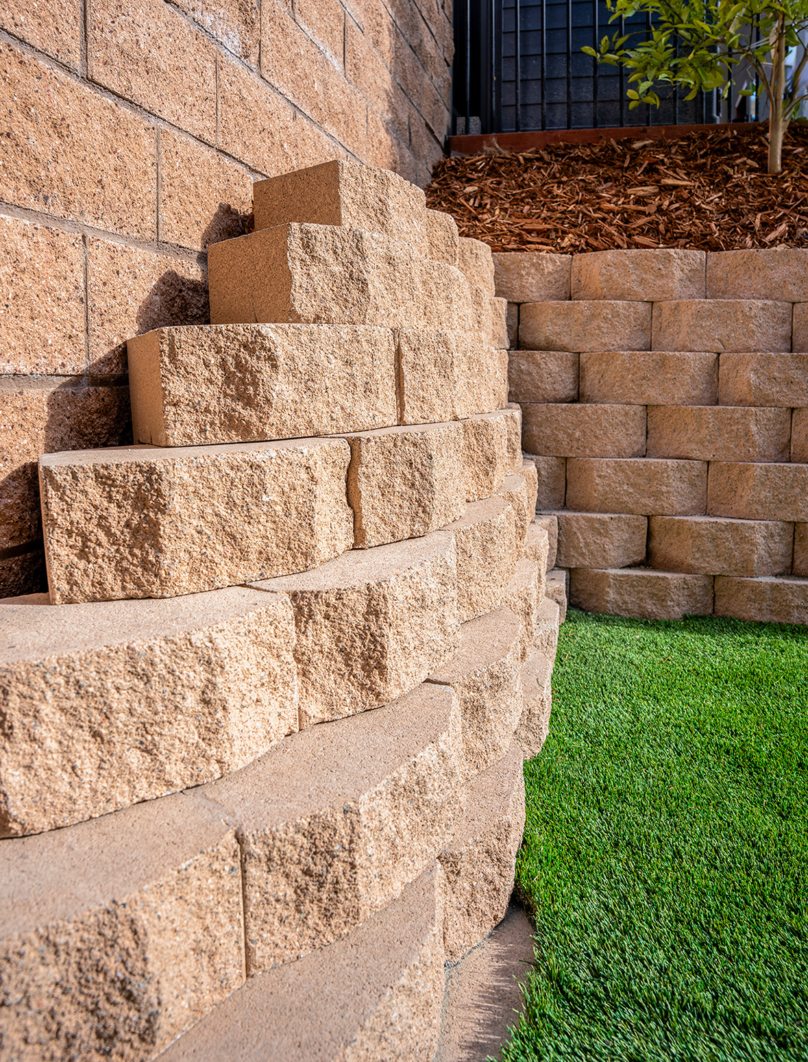 terraced yard retaining walls