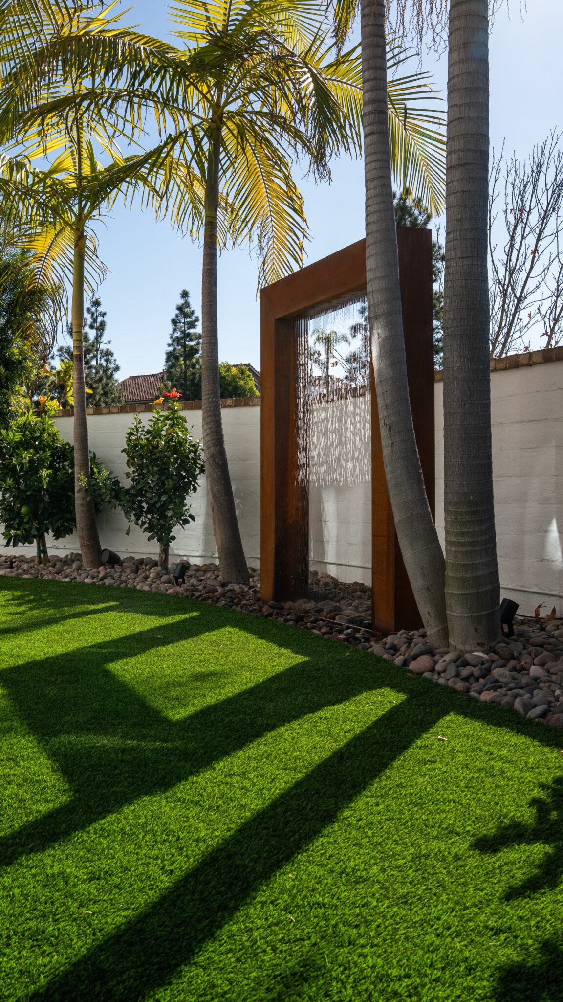 Beuatiful water feature in Carlsbad backyard