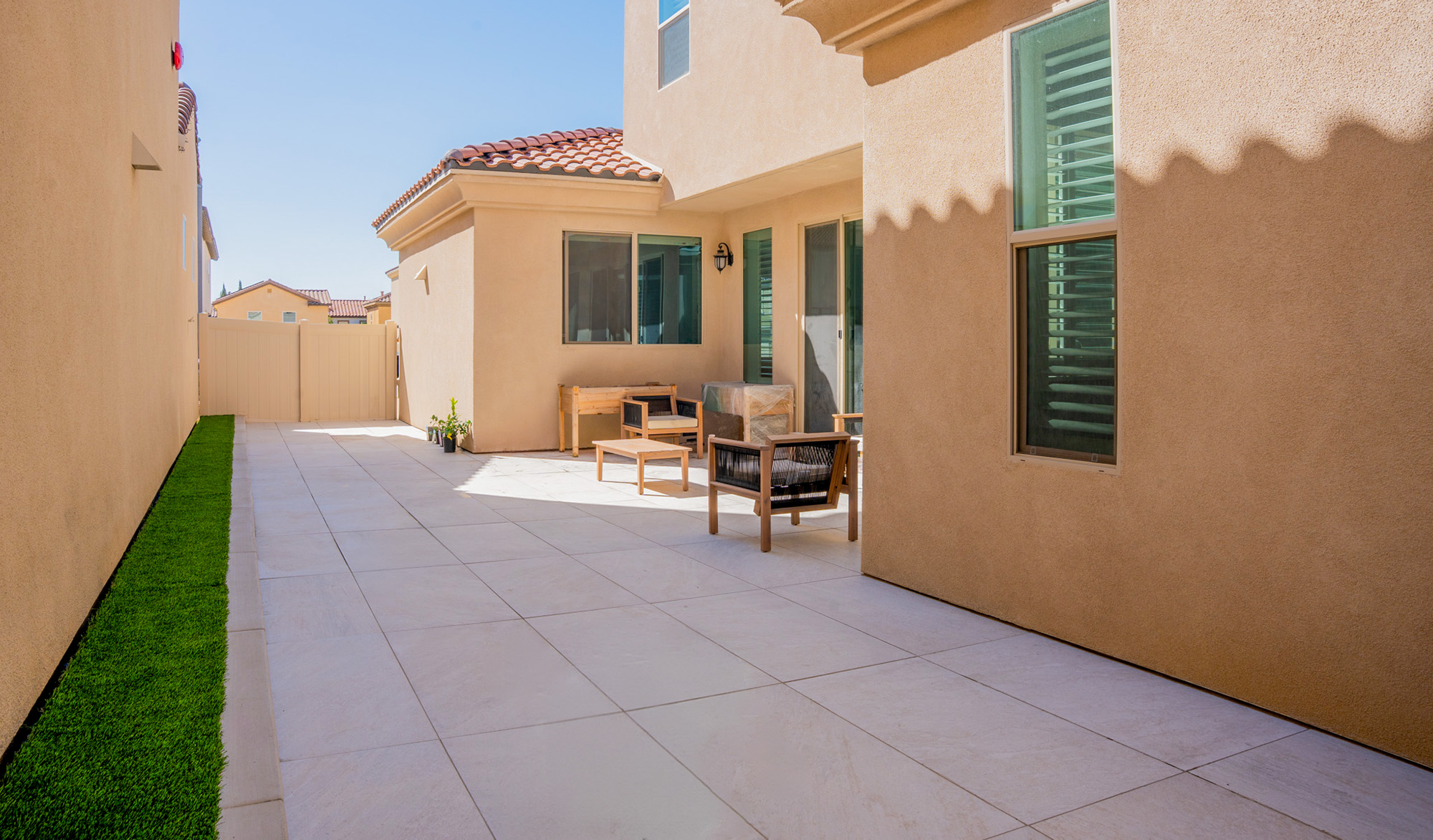 Cream colored pavers for backyard in San Diego